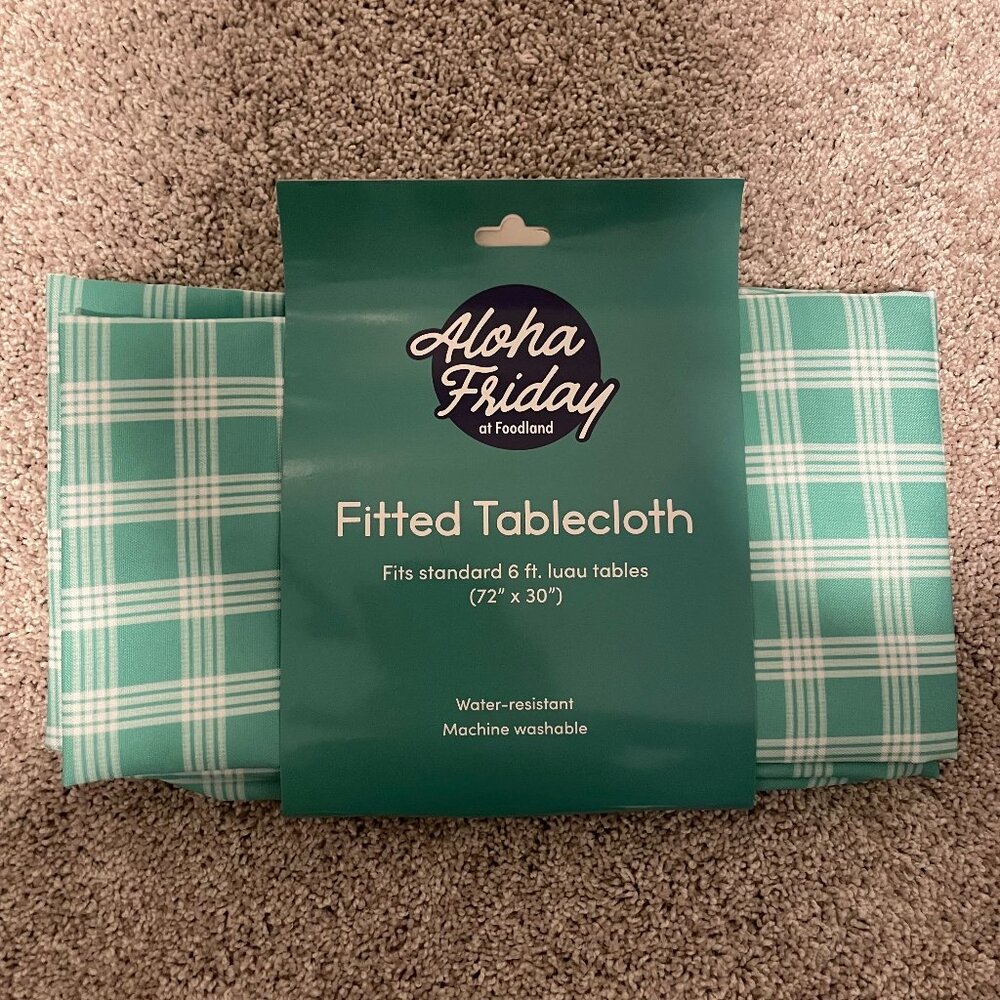 Foodland Hawaii ALOHA FRIDAY Palaka 72" x 30"  Fitted Tablecloth — OS